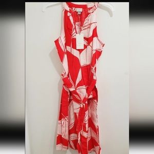 A New Day Tie Waist Red & White Shirtdress Size XS